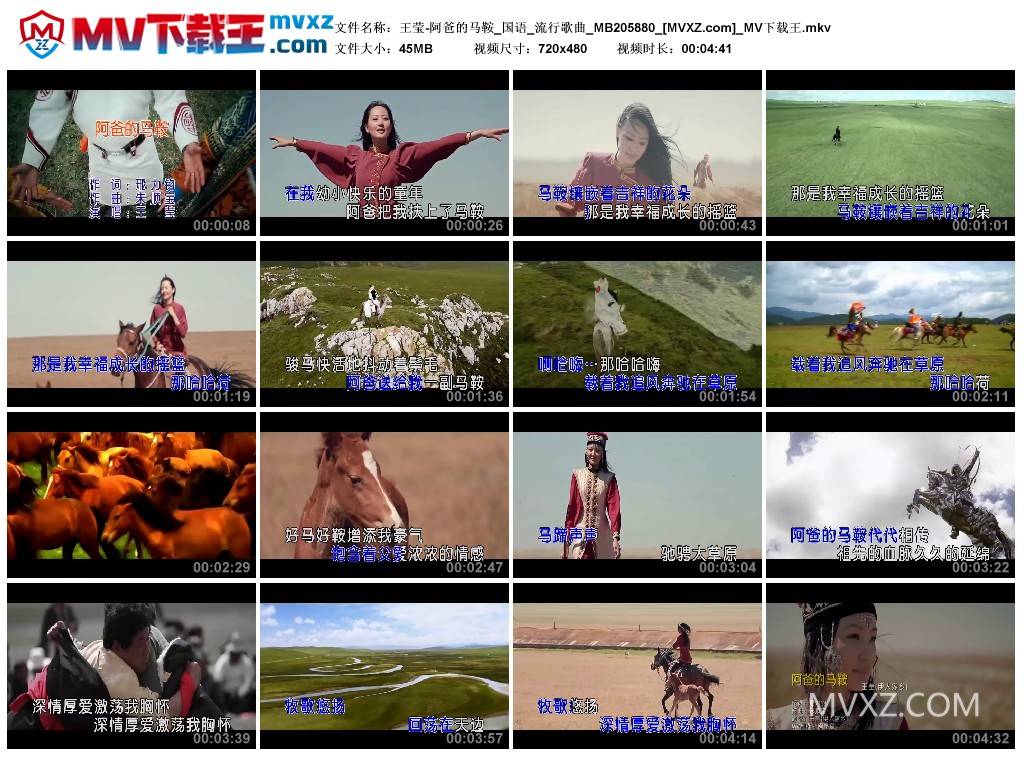 王莹-阿爸的马鞍_国语_流行歌曲_MB205880